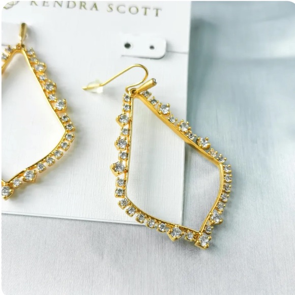 Kendra Scott Sophee Crystal Vintage Gold Drop Earrings - Picture 4 of 5